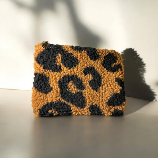 Pochette moumoute léopard marron