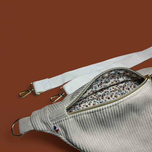 Banane velours côtelé crème